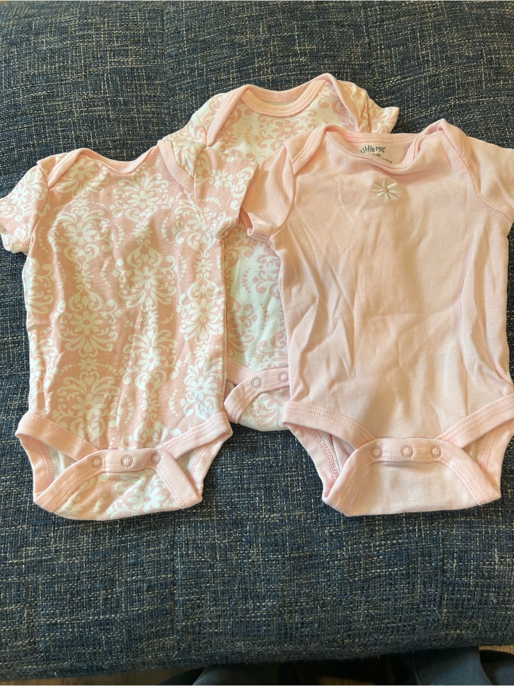 Bundle of 3 Little Me Newborn Onesies Pink White